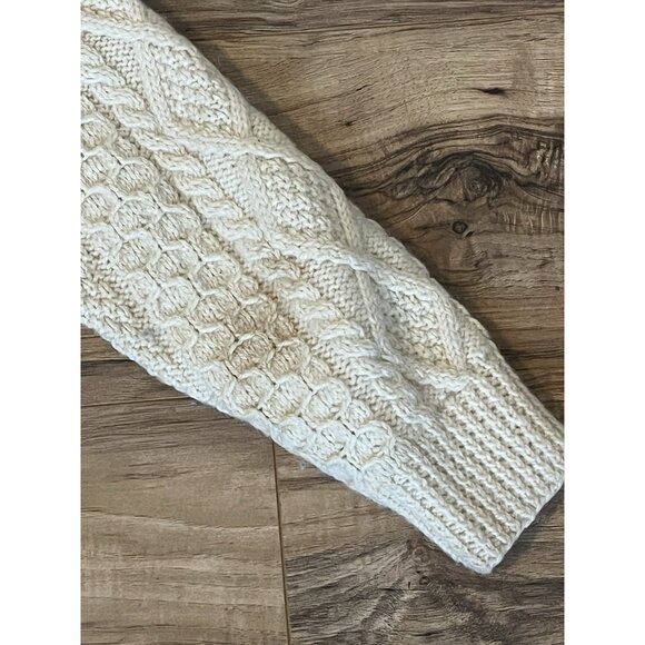 Vintage Gene of Donegal Irish Fisherman Sweater Cream Cable Knit Wool M Womans - Picture 6 of 9
